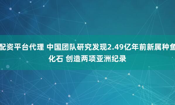 配资平台代理 中国团队研究发现2.49亿年前新属种鱼化石 创造两项亚洲纪录