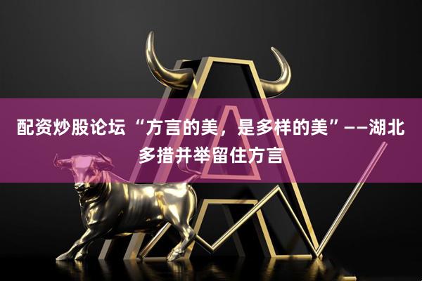 配资炒股论坛 “方言的美，是多样的美”——湖北多措并举留住方言